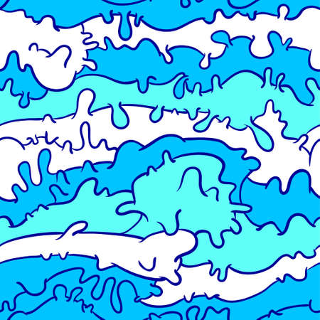 Abstract seamless pattern with liquid substanse. Wave background in line art style. Vector illustrationのイラスト素材