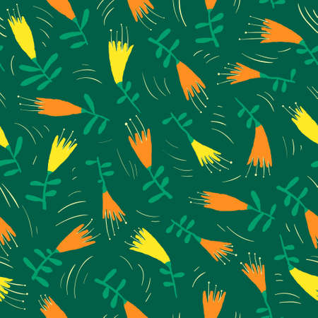 Floral seamless pattern. Background with flowers. Spring and summer seasonal vector illustration. Design element for surface, wrapping, textileのイラスト素材
