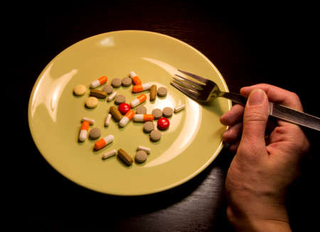 Vitamins in a plateの写真素材