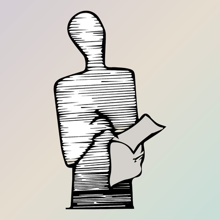 Figure of writing man. Vector. Outline.のイラスト素材