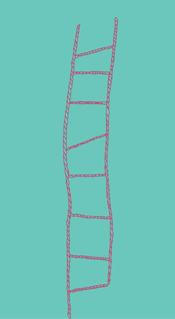 Pink rope-ladder on blue background. Isolated.のイラスト素材