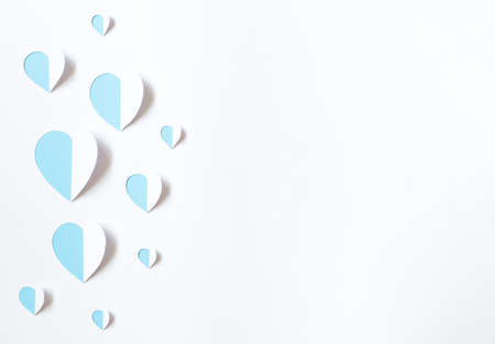 Blue paper heart isolated on white background with copy space. Valentines day. Holiday card.
の写真素材