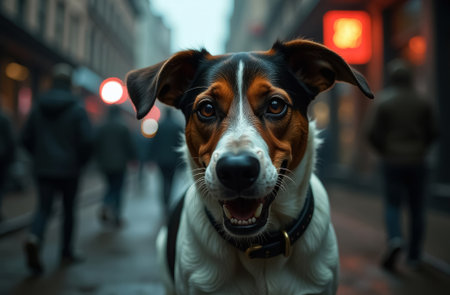 Portrait of a dog on the street. Jack Russell Terrierの素材