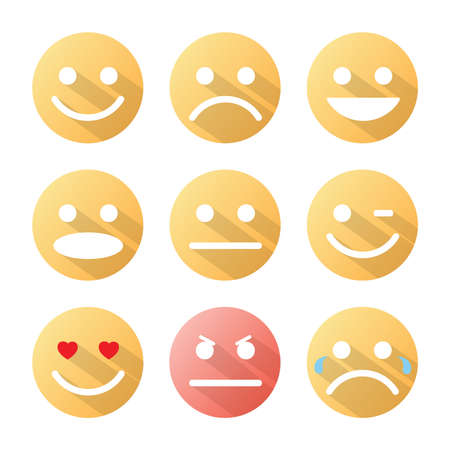 Emotion icons set with shadow on white background  Vector illustration  のイラスト素材