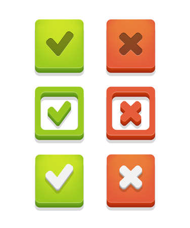 Vector check box set with check marks isolated on white のイラスト素材