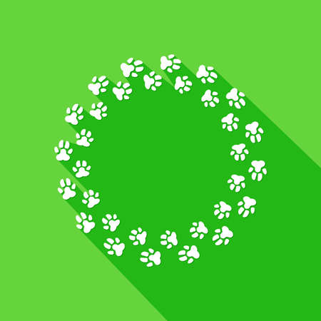 Flat pets paw silhouette in circle. Vectorのイラスト素材