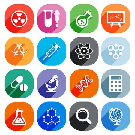 Trendy Flat science icons. Vector elementsのイラスト素材