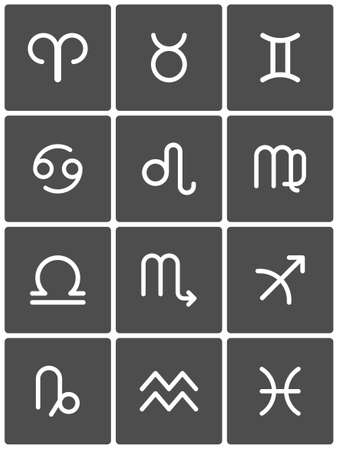 Zodiac Symbol icons on black background. Vectorのイラスト素材