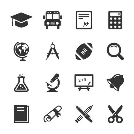 Education and school icons white. Vectorのイラスト素材