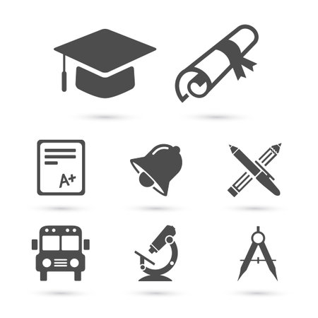 Education school Icons on white. Vector elementsのイラスト素材