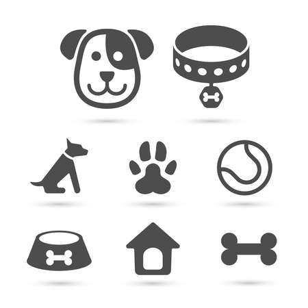 Cute dog icon symbol set on white. Vectorのイラスト素材