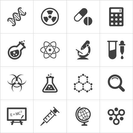 Trendy science icons on white. Vector