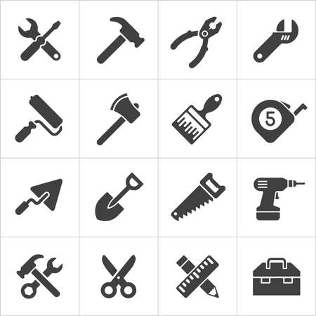 Working Tool and instrument icons white. Vectorのイラスト素材