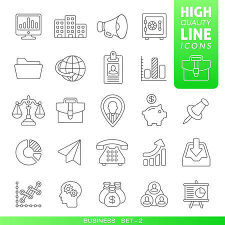 Business and finance high quality trendy line icons set 2. Vector illustrationのイラスト素材