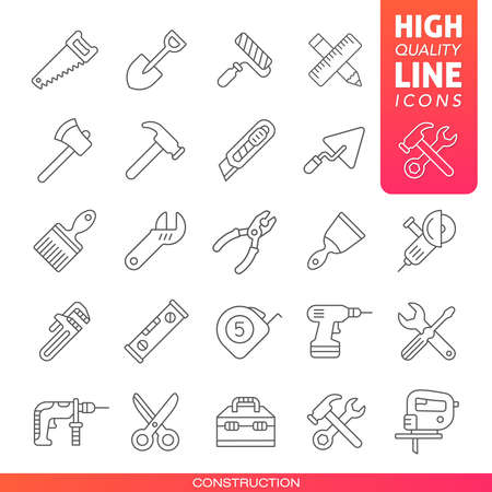 Construction tools high quality line icons.  Vector illustrationのイラスト素材