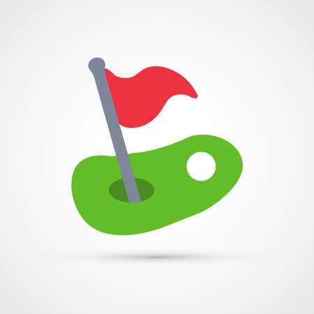 Golf red flag ball and hole trendy color icon. Vector eps 10.のイラスト素材