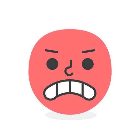 Cute face colorful yellow wicked unhappy smile. Vector elementのイラスト素材