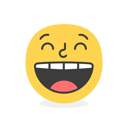 Cute face colorful yellow amazed laugh smile. Vector elementのイラスト素材