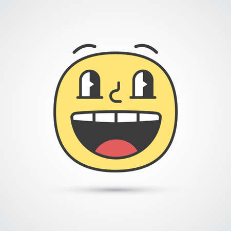 Laugh smile emoji with big eyes. Cute face. Vector eps10のイラスト素材