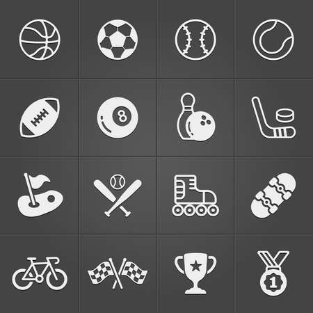 Sports icons pack on black background. Vector illustrationのイラスト素材