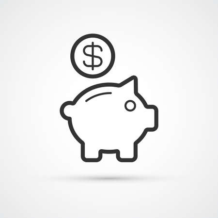 Piggy bank trendy style black icon. Vector illustrationのイラスト素材
