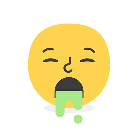 Cute face colorful yellow sick ill smile. Vector elementのイラスト素材