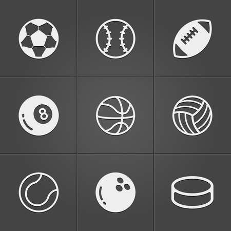 Trendy sport  balls icons on black. Vector illustrationのイラスト素材