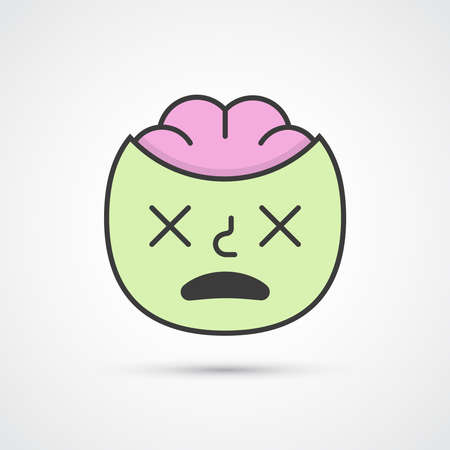 Dead smile emoji with big eyes. Cute face. Vector eps10のイラスト素材