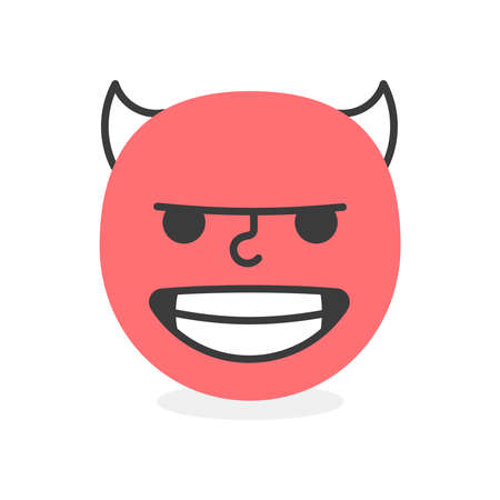 Cute face colorful red bad evil smile. Vector elementのイラスト素材