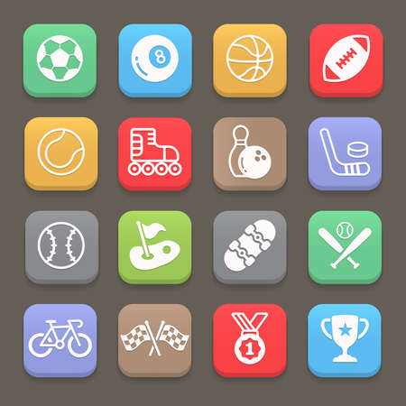 Sports icons set on colorful bacground. Vector illustrationのイラスト素材