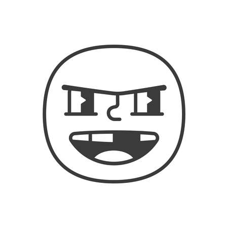 Emoji face bully rascal smile black and white. Vector illustrationのイラスト素材