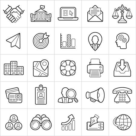 Business trendy style icons on white background. Vector elementsのイラスト素材