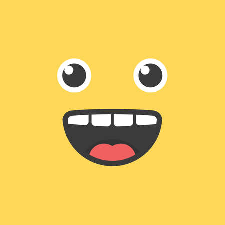 Funny cute smile face. Vector happy emoji . Eps10のイラスト素材