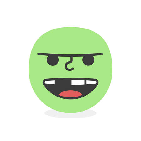 Cute face colorful yellow bully villain smile. Vector elementのイラスト素材