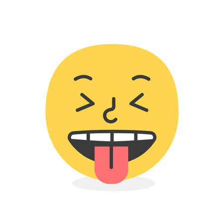 Cute face colorful yellow tongue teaser smile. Vector elementのイラスト素材