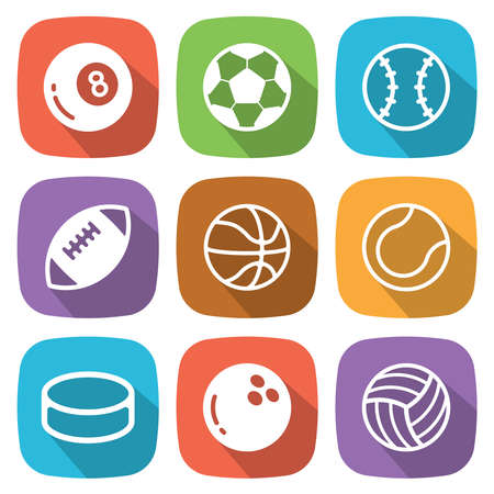 Sport balls flat icon with shadow.  Vector illustrationのイラスト素材