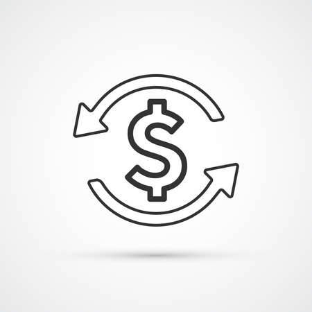Money exchange trendy style black icon. Vector illustrationのイラスト素材