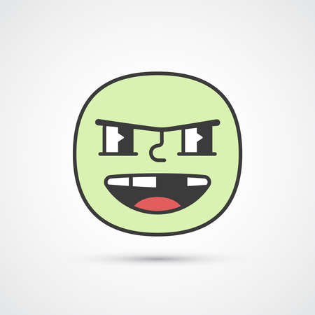 Bully smile emoji with big eyes. Cute face. Vector eps10のイラスト素材