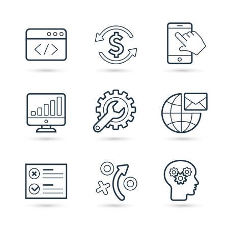 Seo statistic and internet marketing trendy icon set. Vector eps 10のイラスト素材