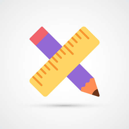 Pencil and ruller trendy color building tools icon. Vector eps 10のイラスト素材