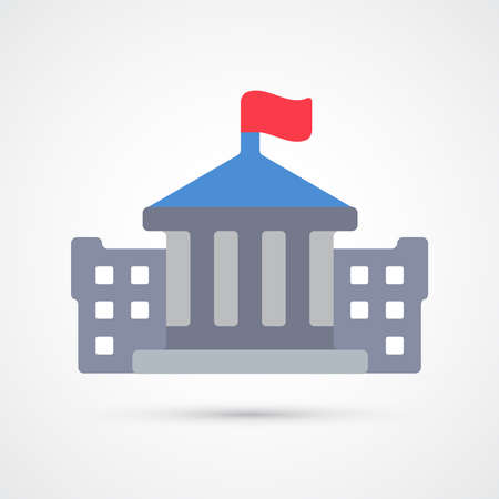 Bank building trendy color icon. Vector eps 10のイラスト素材
