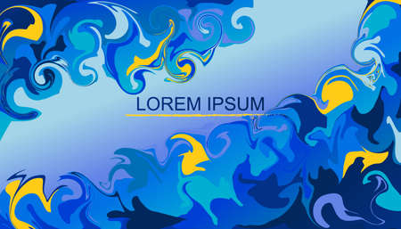 Blue Yellow liquid effects background. Abstract design template for brochures, flyers, magazine, business card, branding, banners, headers, book covers, notebooks background vectorのイラスト素材