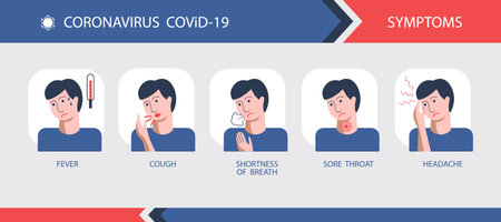 Coronavirus 2019-nCoV symptoms, healthcare and medicine infographic. Coronavirus concept. Illustration covid-19. A medical set on a gray backgroundのイラスト素材