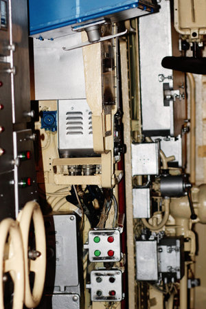 engine-room cabin on a submarine, inside the structure