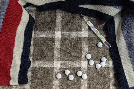 viral disease, drops scarf pills cold, virusの写真素材