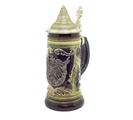 Czech beer mug with lid on white backgroundの写真素材