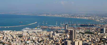 Port of Haifa - aerial viewのeditorial素材