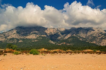 Mountain landscape with cloudsの写真素材