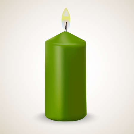 fire green candle isolated on whiteのイラスト素材