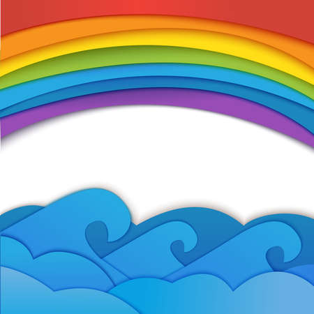 Rainbow background with sea waves.のイラスト素材